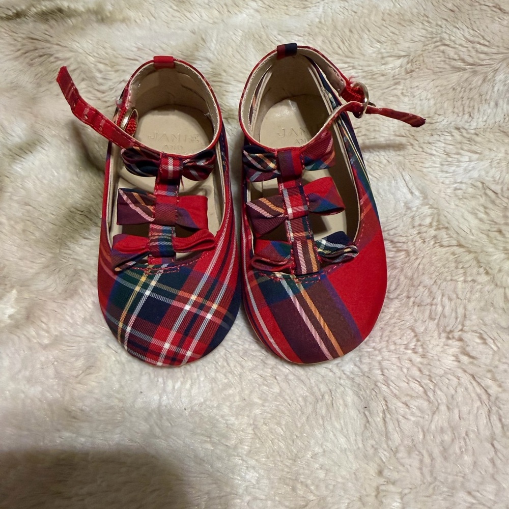 Plaid Janie and Jack Red Tartan Kids Shoes
